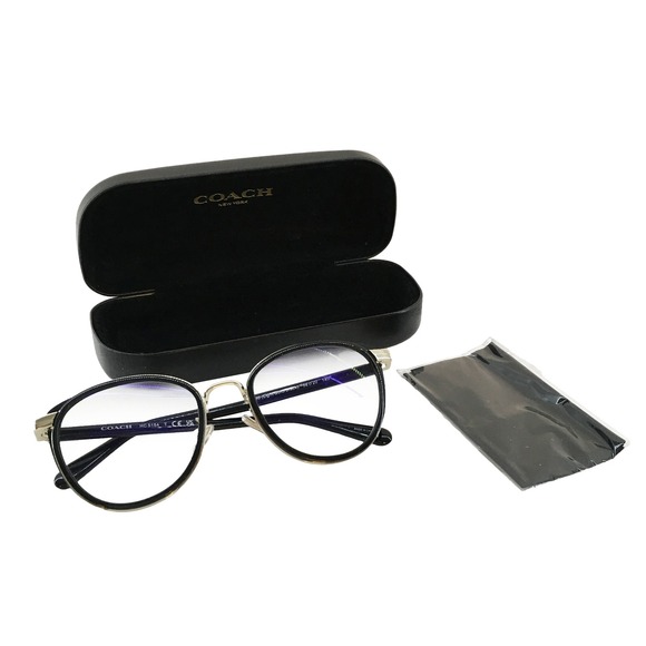 COACH Round Metal Eyeglasses with Original Case • Black,‎ Gold • 52□20-140 - Picture 1 of 7